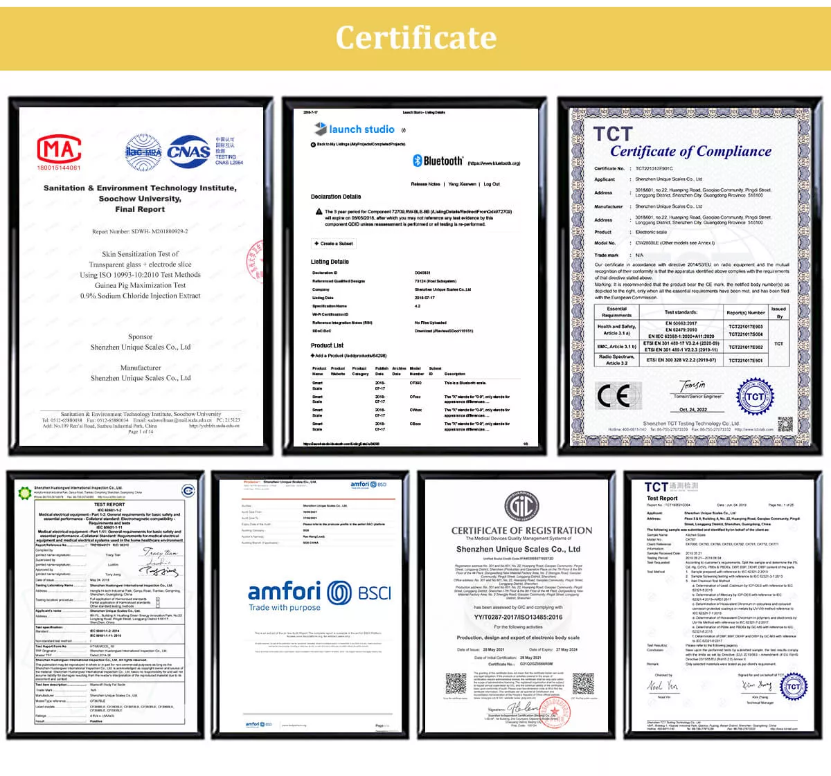 best digital food scale's certificate