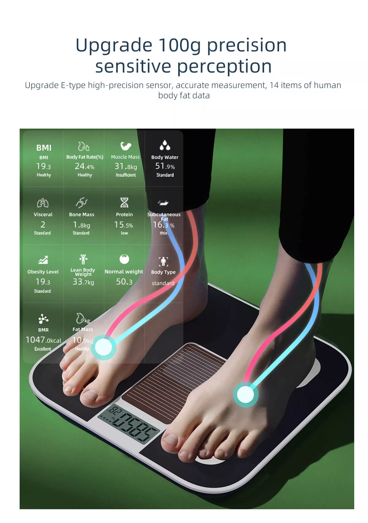 APP BT Body Intelligent Fat Scales Solar Power Weight Scale for Body Health