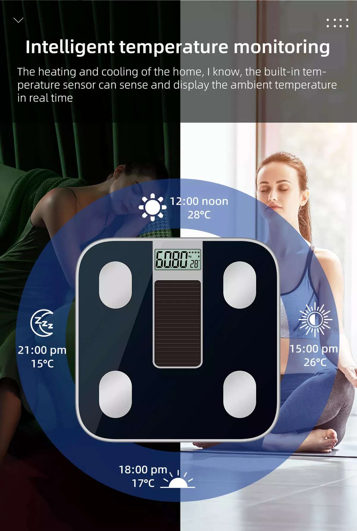Small weight light energy charging human body home intelligent fat measurement precision electronic scale
