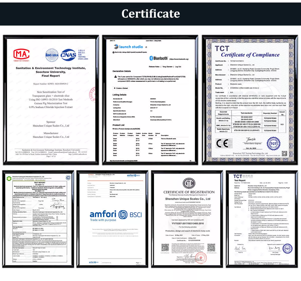 bathroom scale's certificate