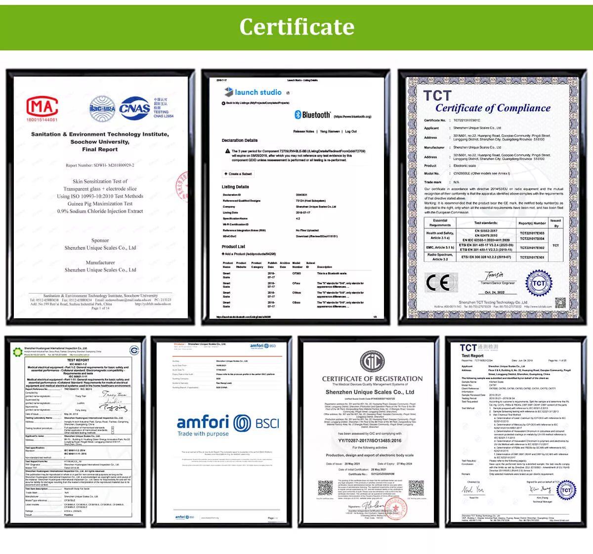 body weight scale's certificate